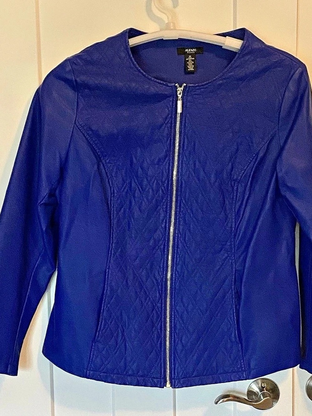 Alfani Blue Faux Leather Jacket Size 1X Like New
